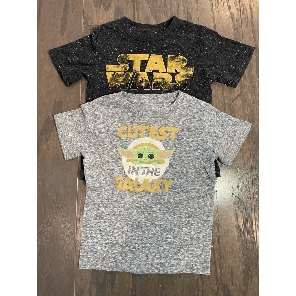 2T‎ Star Wars  T Shirts Set Of 2 Baby Yoda Gray Charcoal Cotton Polyester